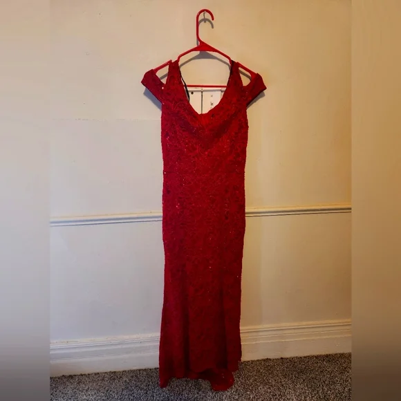 strapless open back dress Adora Design 3236 Long Lace Fitted Spaghetti Strap Prom Gown main image 0